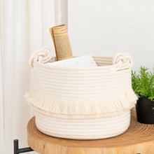 Load image into Gallery viewer, Small Woven Storage Baskets, Cute Tassel, Off-White

