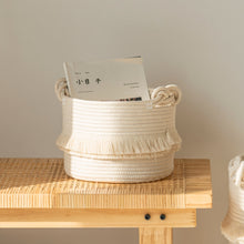 Load image into Gallery viewer, Small Woven Storage Baskets, Cute Tassel, Off-White
