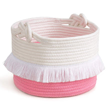 Load image into Gallery viewer, Small Rope Basket, Cute Tassel Decor for Girl, Pink
