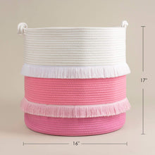 Load image into Gallery viewer, Extra Large Woven Storage Baskets, Cute Tassel Nursery Decor for Baby &amp; Girl,Pink
