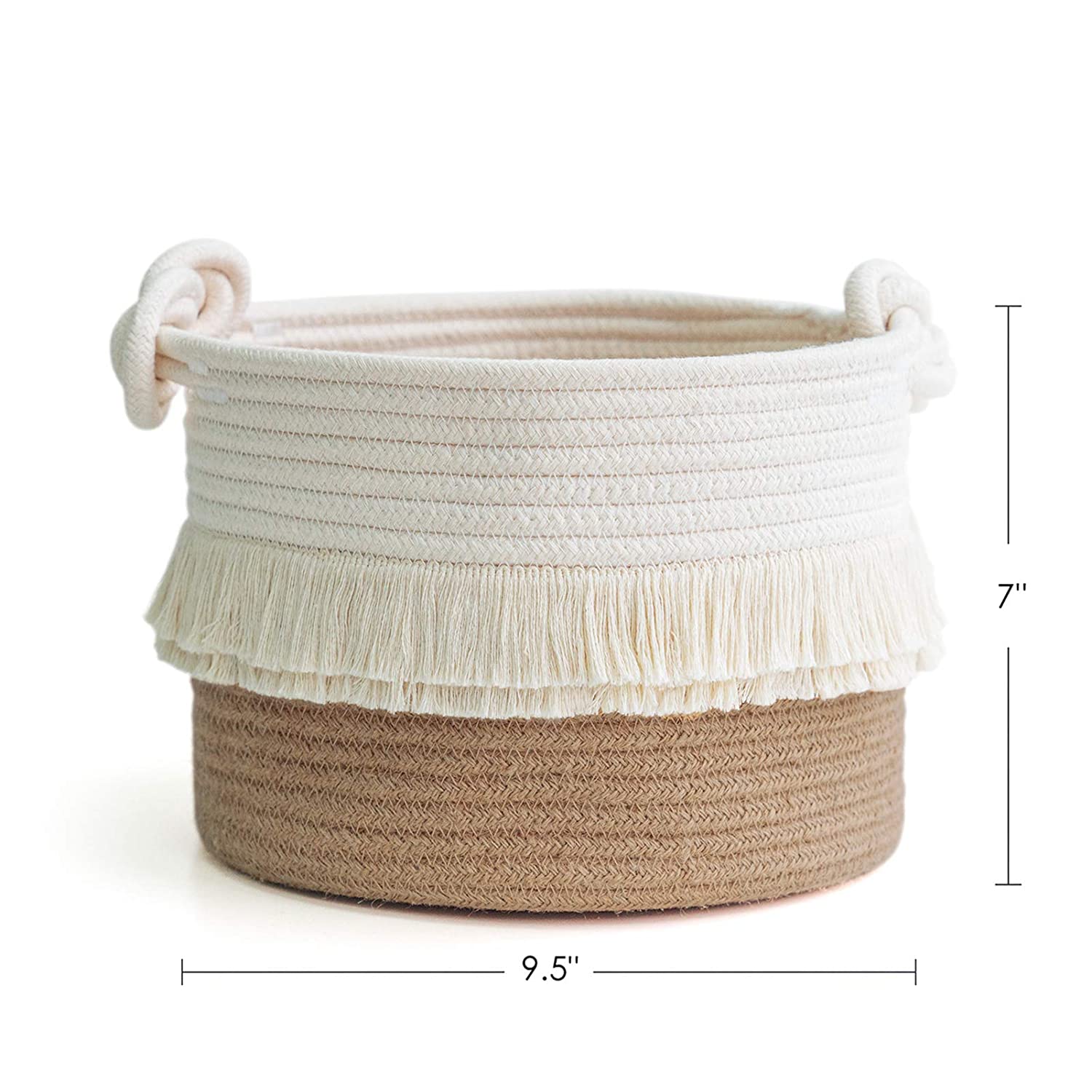 Large Black Cotton Rope Woven Basket - 10.6" Diameter, 4.3" Height, Pack Of 2, Sturdy Storage Organizer - View #4