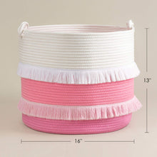 Load image into Gallery viewer, Large Rope Basket, Cute Tassel, Pink
