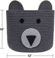 Load image into Gallery viewer, Small Bear Basket, Cotton Rope Basket, Cute Storage, Gray
