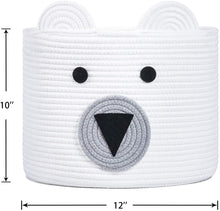 Load image into Gallery viewer, Small Bear Basket, Cotton Rope Basket, Toy Storage, White
