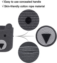 Load image into Gallery viewer, Small Bear Basket, Cotton Rope Basket, Cute Storage, Gray
