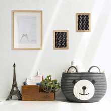 Load image into Gallery viewer, Cute Bear Round Basket, Cotton Rope Baskets in Living Room, Gray

