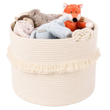 Load image into Gallery viewer, Large Woven Storage Baskets, Cute Tassel Nursery Decor, Off-White
