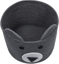 Load image into Gallery viewer, Small Bear Basket, Cotton Rope Basket, Cute Storage, Gray
