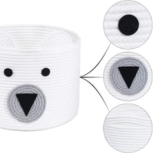 Load image into Gallery viewer, Small Bear Basket, Cotton Rope Basket, Toy Storage, White
