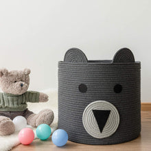 Load image into Gallery viewer, Large Bear Basket, Cotton Rope Basket, Cute Storage, Gray
