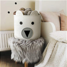 Load image into Gallery viewer, Large Bear Basket, Cotton Rope Basket, Cute Storage, White
