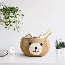 Load image into Gallery viewer, Cute Bear Round Basket - Cotton Rope Baskets in Living Room, Brown
