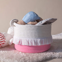 Load image into Gallery viewer, Small Rope Basket, Cute Tassel Decor for Girl, Pink
