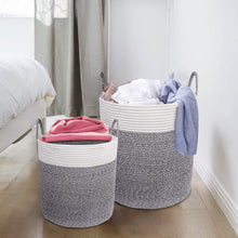 Load image into Gallery viewer, Large Cotton Rope Basket, Decorative Woven Basket for Laundry, Gray
