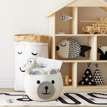 Load image into Gallery viewer, Cute Bear Round Basket - Cotton Rope Baskets in Living Room, White
