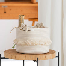 Load image into Gallery viewer, Small Woven Storage Baskets, Cute Tassel, Off-White
