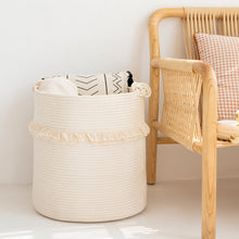 Load image into Gallery viewer, Extra Large Woven Storage Baskets, Cute Tassel Nursery Decor, Off-White

